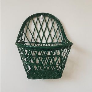 SOLD - Dark Green Wicker Basket